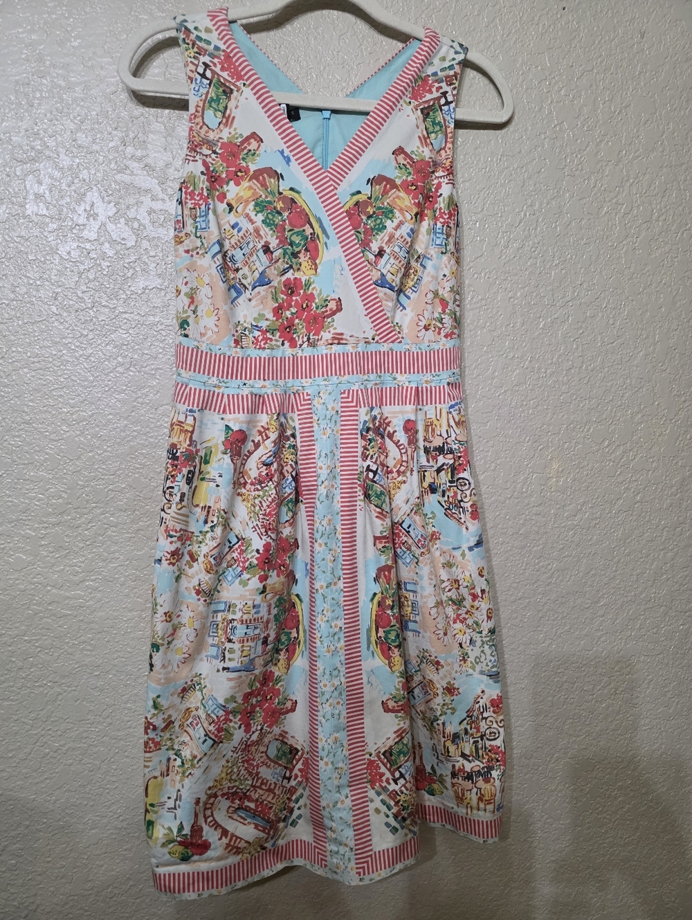 Talbots Pastel Pink And Blue Italian Inspired Design Tank Dress